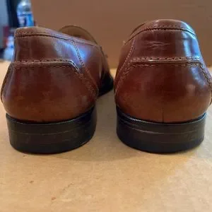 Johnston & Murphy penny loafers tassel brown cognac mens shoes 10.5W wide Johnston & Murphy Leather Upper Solid Dress Shoes for Men  main image 3
